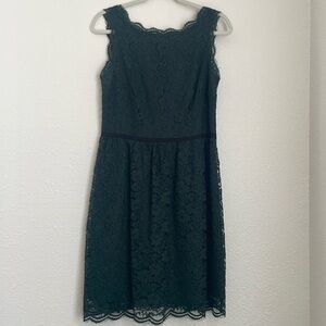 Loft size 8 emerald green lined lace dress.